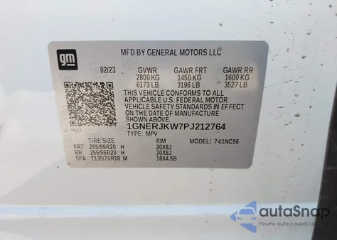 2023 Chevrolet Traverse Fwd Rs из США, поврежденный, VIN 1GNERJKW7PJ212764